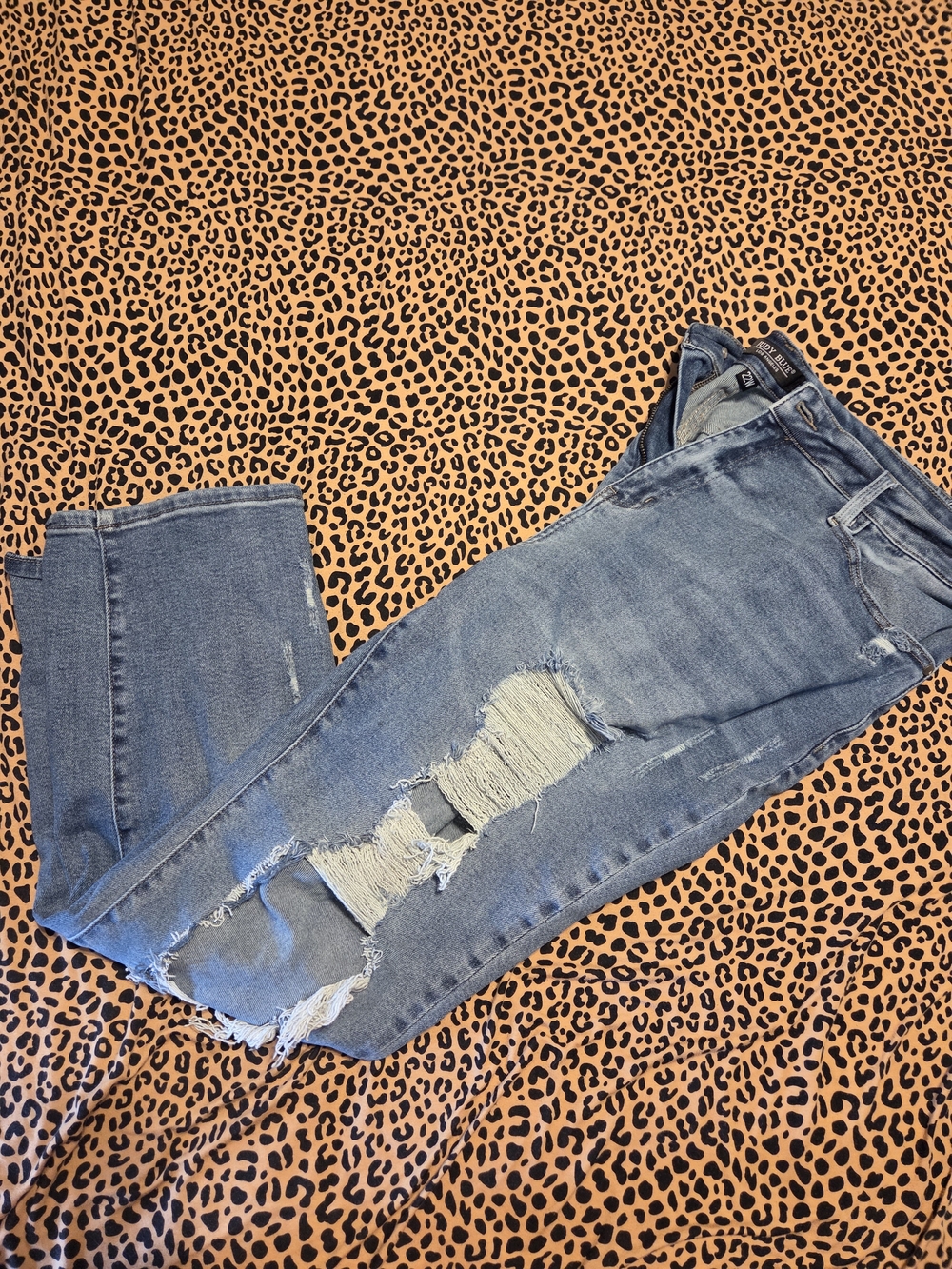 Distressed Light Blue Ripped Jeans